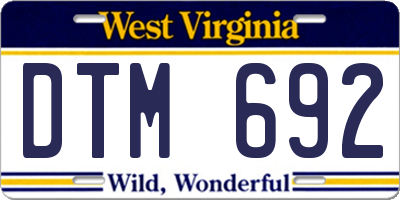 WV license plate DTM692