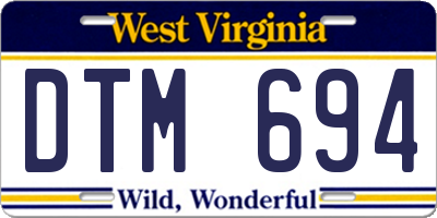 WV license plate DTM694