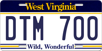 WV license plate DTM700
