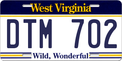 WV license plate DTM702