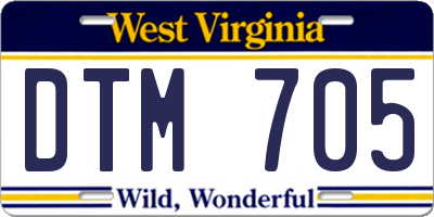 WV license plate DTM705