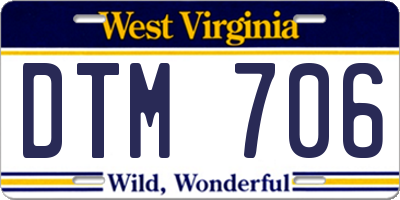 WV license plate DTM706
