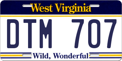 WV license plate DTM707