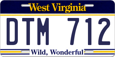 WV license plate DTM712