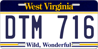 WV license plate DTM716