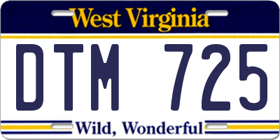 WV license plate DTM725
