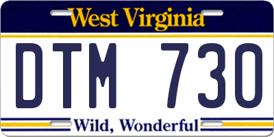 WV license plate DTM730