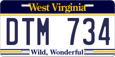WV license plate DTM734