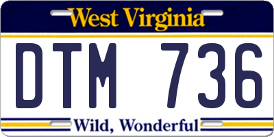 WV license plate DTM736
