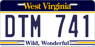 WV license plate DTM741