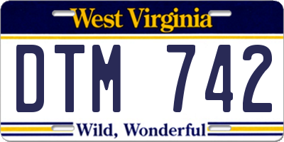WV license plate DTM742