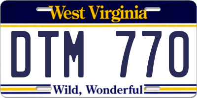 WV license plate DTM770