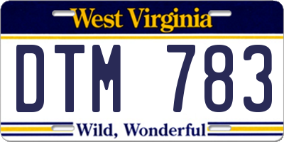 WV license plate DTM783