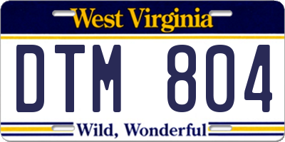 WV license plate DTM804