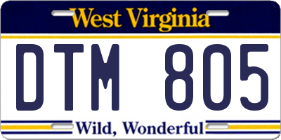 WV license plate DTM805