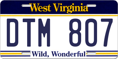 WV license plate DTM807