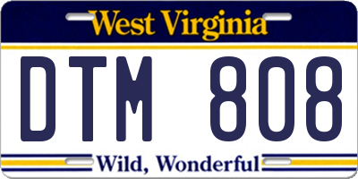 WV license plate DTM808