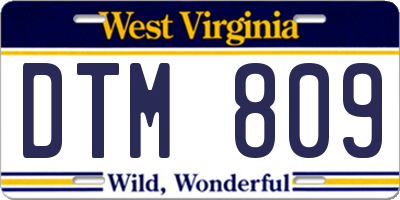 WV license plate DTM809
