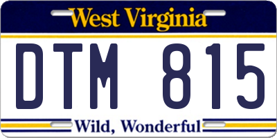 WV license plate DTM815