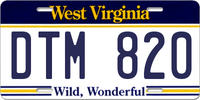WV license plate DTM820