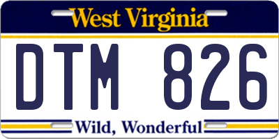 WV license plate DTM826