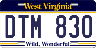WV license plate DTM830