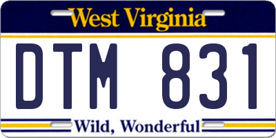 WV license plate DTM831