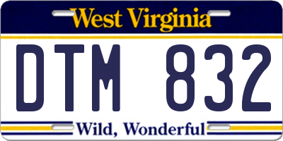 WV license plate DTM832