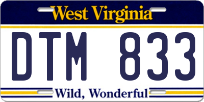 WV license plate DTM833
