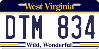 WV license plate DTM834