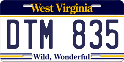 WV license plate DTM835
