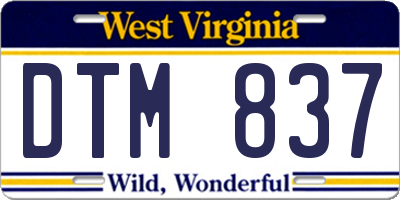 WV license plate DTM837