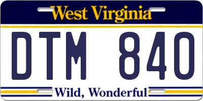 WV license plate DTM840