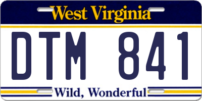 WV license plate DTM841