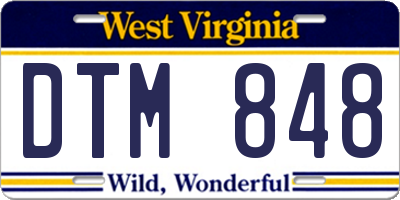 WV license plate DTM848