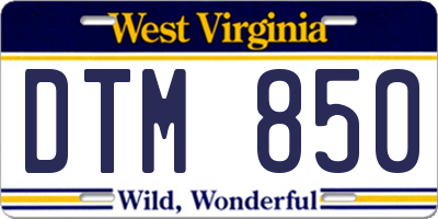 WV license plate DTM850