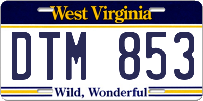 WV license plate DTM853