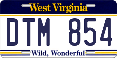 WV license plate DTM854