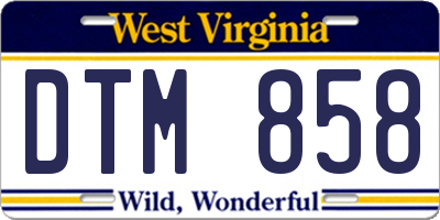 WV license plate DTM858