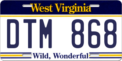 WV license plate DTM868