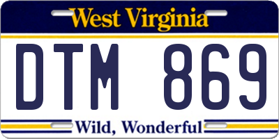 WV license plate DTM869
