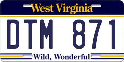 WV license plate DTM871