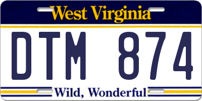 WV license plate DTM874
