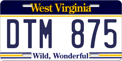 WV license plate DTM875