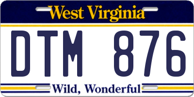 WV license plate DTM876