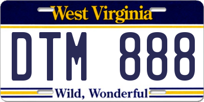 WV license plate DTM888