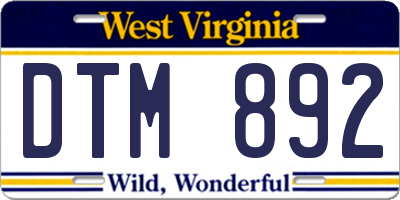 WV license plate DTM892