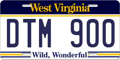 WV license plate DTM900