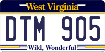 WV license plate DTM905