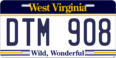 WV license plate DTM908